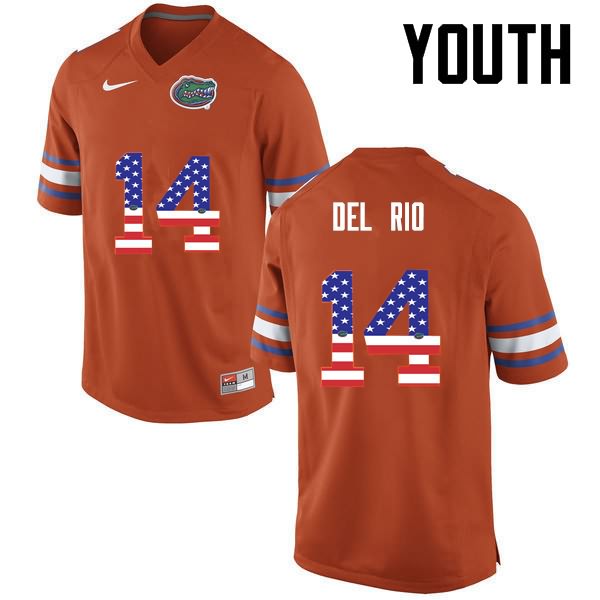 NCAA Florida Gators Luke Del Rio Youth #14 USA Flag Fashion Nike Orange Stitched Authentic College Football Jersey QRY8564JQ